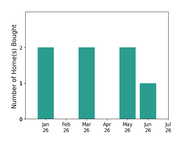 Bar chart of total home sales by Didona Marcinkevicius over the past 12 months