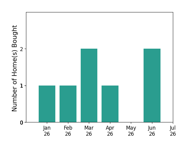 Bar chart of total home sales by Laif Mc Clellan over the past 12 months