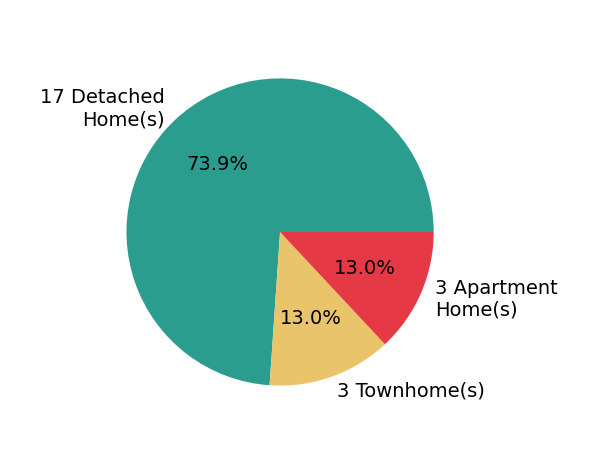 Pie chart showing home sales by property type for Betsy Thompson