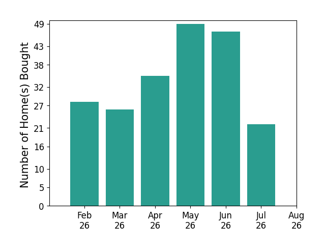 Bar chart of total home sales by Nonmember NONMEMBER over the past 12 months