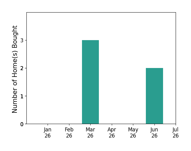 Bar chart of total home sales by Patricia Lobo over the past 12 months