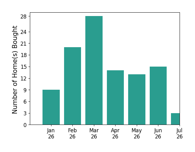 Bar chart of total home sales by Comps Non Member Licensee over the past 12 months