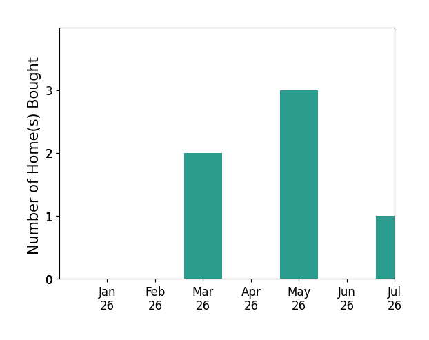 Bar chart of total home sales by David Patsel over the past 12 months