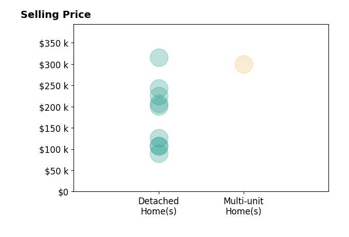 Linda Reibenstein's purchased homes include detached homes from $90K to $315K, multi-unit homes at $300K.