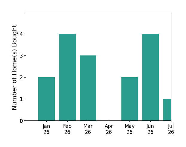 Bar chart of total home sales by Olena Nikitska over the past 12 months