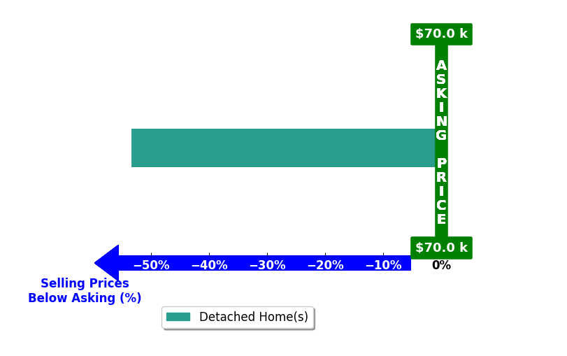 Ruth Rabold's purchased homes closed 53.3% below asking on average, with 0 homes above, 1 below, and 0 at asking price.