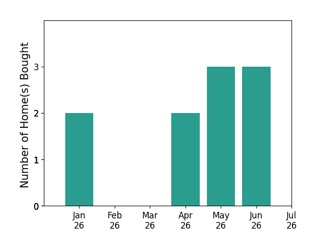 Bar chart of total home sales by Itzanami Curiel over the past 12 months