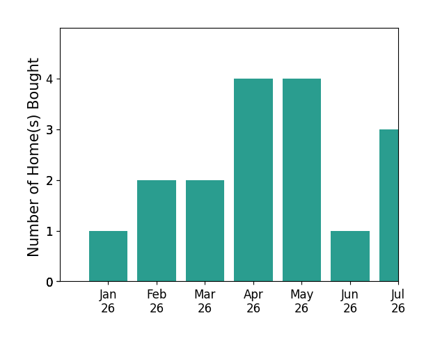 Bar chart of total home sales by Ana Perez over the past 12 months