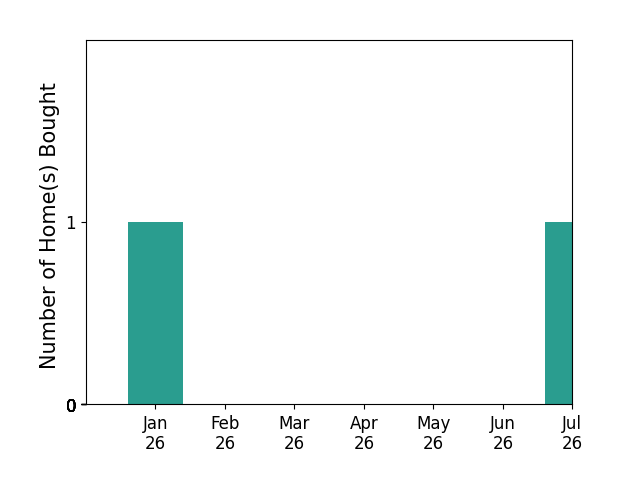 Bar chart of total home sales by Ahmad Yousofi over the past 12 months