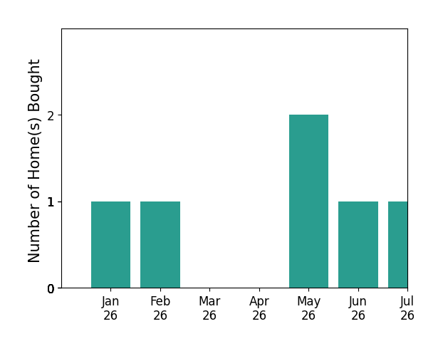 Bar chart of total home sales by Tingting Wang over the past 12 months