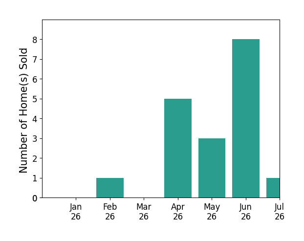 Bar chart of total home sales by Nancy Mach over the past 12 months
