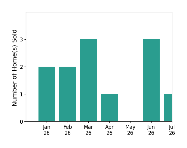 Bar chart of total home sales by Debra White over the past 12 months