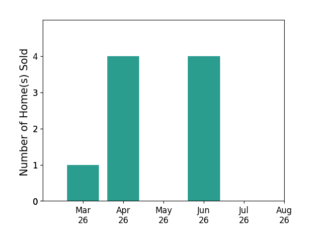 BETSY FERGUSON sold 1 home in March 2026, 4 homes in April 2026, 4 homes in June 2026, for a total of 9 homes.