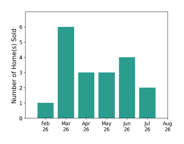 Shelly Ragan sold 1 home in February 2026, 6 homes in March 2026, 3 homes in April 2026, 3 homes in May 2026, 4 homes in June 2026, 2 homes in July 2026, for a total of 19 homes.