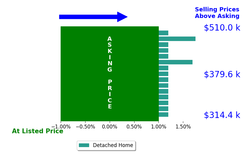 Shelley Hourigan's sold homes closed 0.4% above asking on average, with 2 homes above, 0 below, and 13 at asking price.