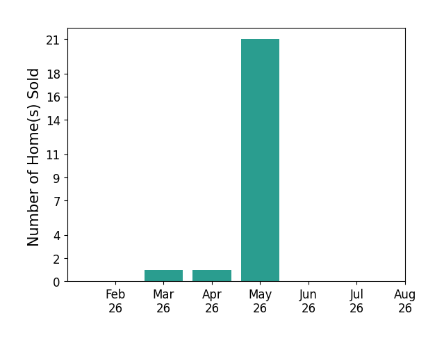 Derick Lewin sold 1 home in March 2026, 1 home in April 2026, 21 homes in May 2026, for a total of 23 homes.