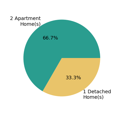 Pie chart showing home sales by property type for Beth Van Zee