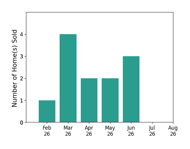 Bar chart of total home sales by Patty Reisz over the past 12 months