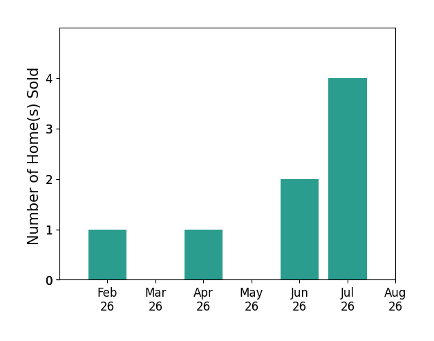 Madalyn Winner sold 2 homes in February 2026, 1 home in April 2026, 2 homes in June 2026, 4 homes in July 2026, for a total of 9 homes.