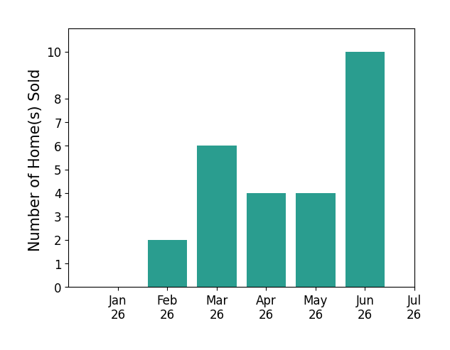 Bar chart of total home sales by Summer Brady over the past 12 months