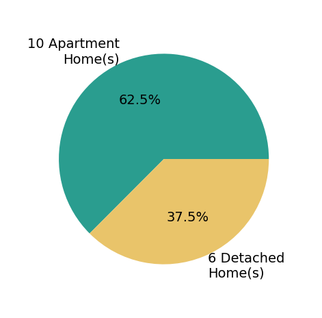 Pie chart showing home sales by property type for Raul Gonzalez