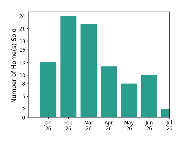 Bar chart of total home sales by Robert Salmons over the past 12 months