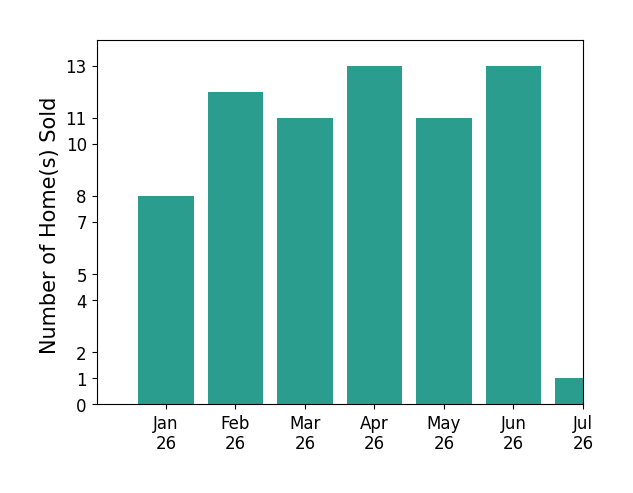 Bar chart of total home sales by NON MLS realMLS over the past 12 months
