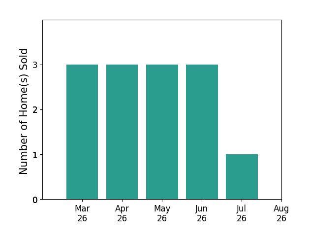 Justine Rice sold 3 homes in March 2026, 3 homes in April 2026, 3 homes in May 2026, 3 homes in June 2026, 1 home in July 2026, for a total of 13 homes.