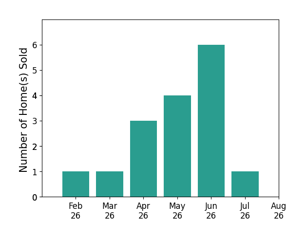 Tim Ali sold 1 home in February 2026, 1 home in March 2026, 3 homes in April 2026, 4 homes in May 2026, 6 homes in June 2026, 1 home in July 2026, for a total of 16 homes.