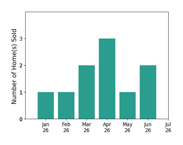 Bar chart of total home sales by Mona Avellino over the past 12 months