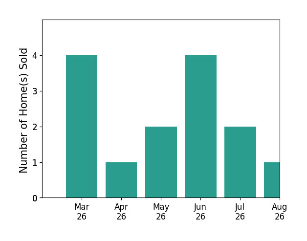 LeAnne Anies sold 4 homes in March 2026, 1 home in April 2026, 2 homes in May 2026, 4 homes in June 2026, 1 home in July 2026, for a total of 12 homes.