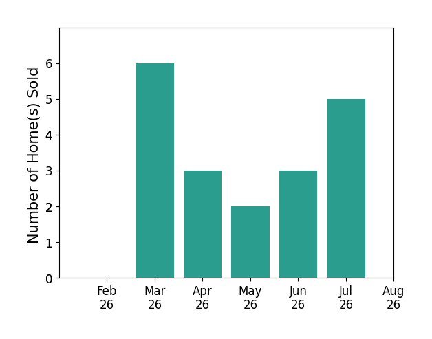 Brian Salem sold 6 homes in March 2026, 3 homes in April 2026, 2 homes in May 2026, 3 homes in June 2026, 5 homes in July 2026, for a total of 19 homes.