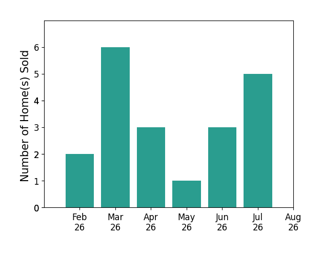 Michael Palmero sold 2 homes in February 2026, 6 homes in March 2026, 3 homes in April 2026, 1 home in May 2026, 3 homes in June 2026, 5 homes in July 2026, for a total of 20 homes.