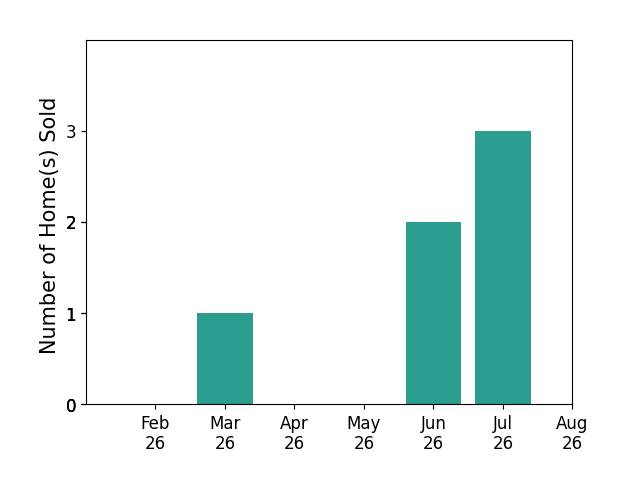 Peter Snyder sold 1 home in March 2026, 2 homes in June 2026, 3 homes in July 2026, for a total of 6 homes.