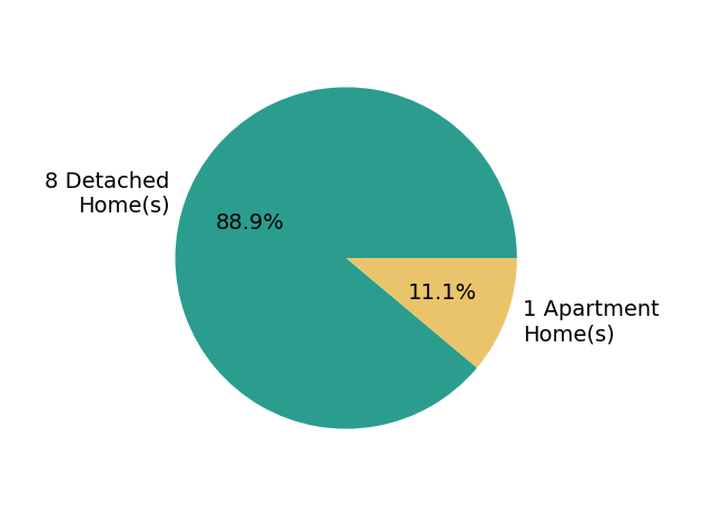 Pie chart showing home sales by property type for Rossi Babington