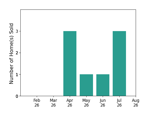 Joe Zidian sold 3 homes in April 2026, 1 home in May 2026, 1 home in June 2026, 3 homes in July 2026, for a total of 8 homes.