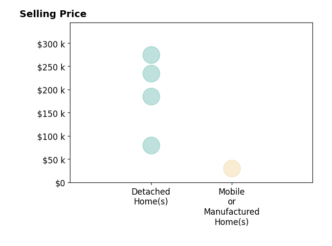 Ashley Endris's sold homes include detached homes from $80K to $275K, mobile or manufactured homes at $30K.