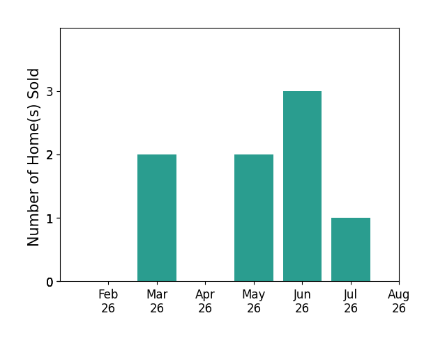 Michelle Brooks sold 2 homes in March 2026, 2 homes in May 2026, 3 homes in June 2026, 1 home in July 2026, for a total of 8 homes.