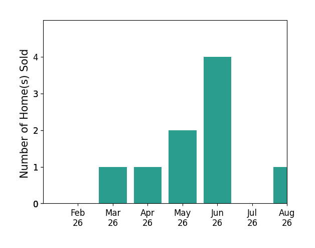 Melissa Robinson Riser sold 1 home in March 2026, 1 home in April 2026, 2 homes in May 2026, 4 homes in June 2026, 1 home in August 2026, for a total of 9 homes.