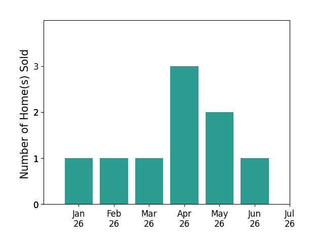 Bar chart of total home sales by Betsy Smallwood over the past 12 months