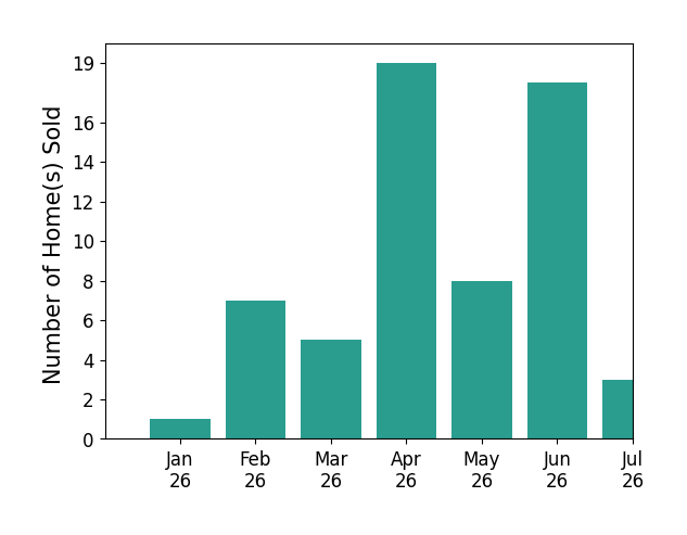Bar chart of total home sales by Christina Brunet Sabastia over the past 12 months