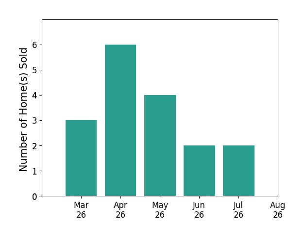 Megan Fass sold 3 homes in March 2026, 6 homes in April 2026, 4 homes in May 2026, 2 homes in June 2026, 2 homes in July 2026, for a total of 17 homes.