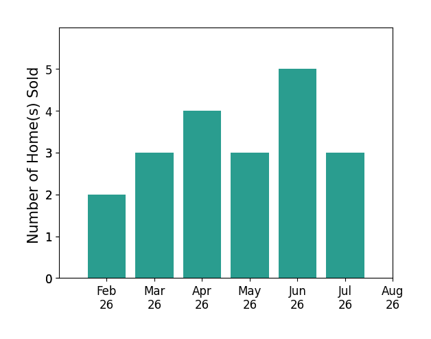 Meghan Kopp sold 2 homes in February 2026, 3 homes in March 2026, 4 homes in April 2026, 3 homes in May 2026, 5 homes in June 2026, 3 homes in July 2026, for a total of 20 homes.
