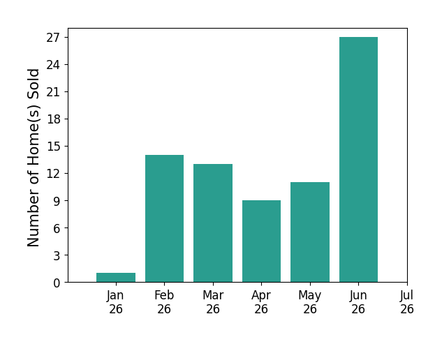 Bar chart of total home sales by Ali Kargar over the past 12 months