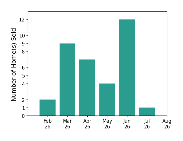 Dan Tartabini sold 2 homes in February 2026, 9 homes in March 2026, 7 homes in April 2026, 4 homes in May 2026, 12 homes in June 2026, 1 home in July 2026, for a total of 35 homes.