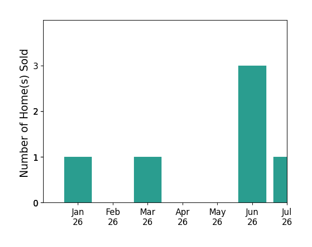 Bar chart of total home sales by Nan Greynolds over the past 12 months