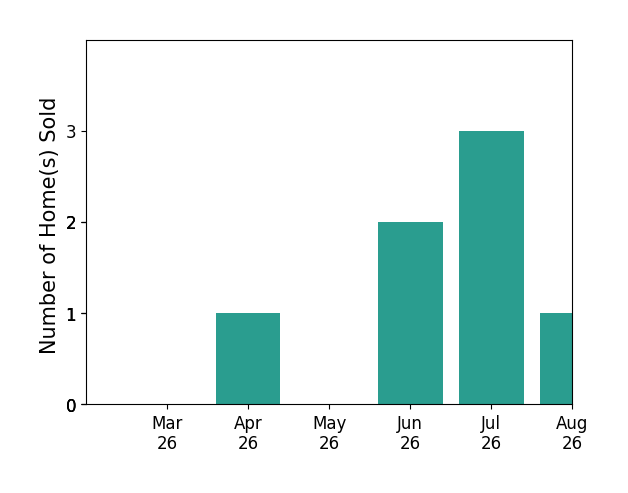 Patrick Cloud sold 1 home in April 2026, 2 homes in June 2026, 1 home in July 2026, for a total of 4 homes.
