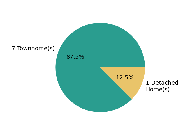 Pie chart showing home sales by property type for Chase Rice