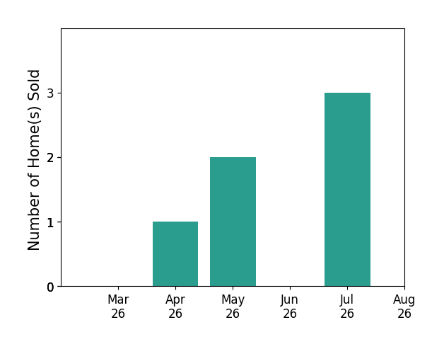 Harry Hasbun sold 1 home in April 2026, 2 homes in May 2026, 1 home in July 2026, for a total of 4 homes.