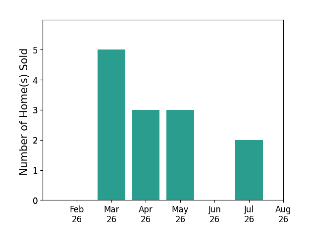 Arslan Adil sold 5 homes in March 2026, 3 homes in April 2026, 3 homes in May 2026, 2 homes in July 2026, for a total of 13 homes.